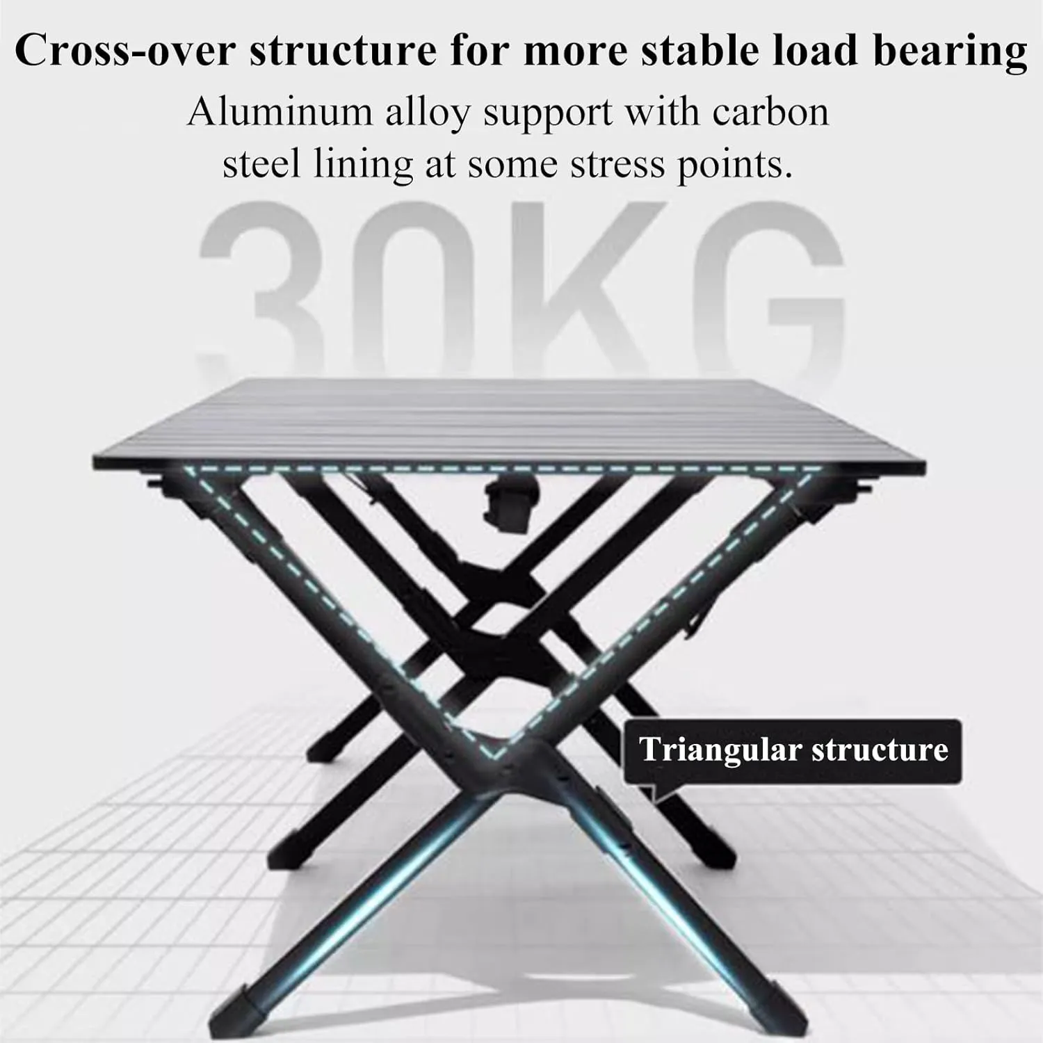 Ultra-Light Camping Table Folding Camping Picnic Table Compact Frame Camping Table Roll Up Table Top with Carry Bag for Camp