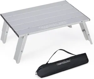 Ultralight Aluminum Mini Table, Foldable Small Beach Table with Retractable Legs, 66lbs/30kg Weight Capacity, Suitable for Picnic Camping Outdoor Hiking(Silver)