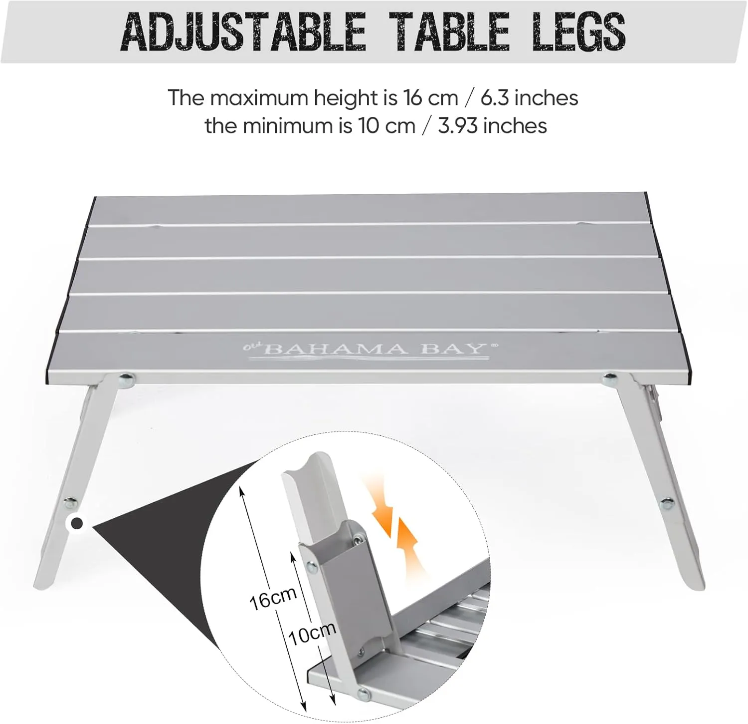 Ultralight Aluminum Mini Table, Foldable Small Beach Table with Retractable Legs, 66lbs/30kg Weight Capacity, Suitable for Picnic Camping Outdoor Hiking(Silver)