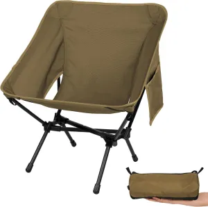 Ultralight Camping Chair, Portable Folding Backpacking Chair, Compact Camping Chair with Carry Bag for Outdoor Camp Hiking Backpack Beach Travel (Khaki)