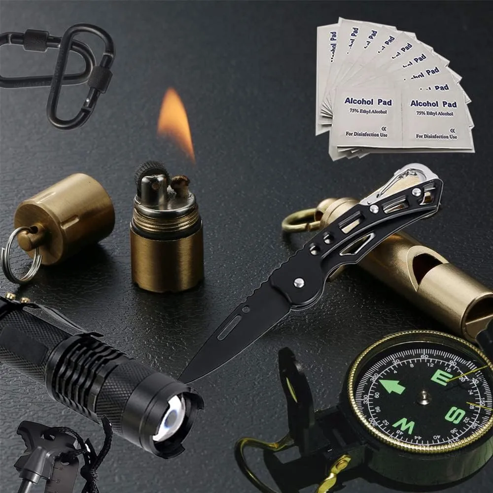 Upgrade Survival Gear and Equipment Kit 41 in 1, Gifts for Men Dad Husband, Professional Cool Gadget Tactical First Aid Supplies Tool Kit for Outdoor Emergency Camping Hiking Fishing Hunting