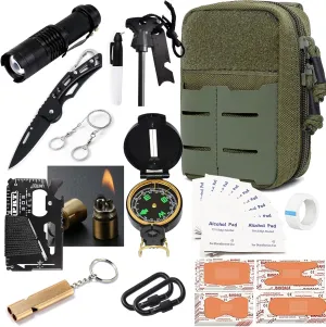 Upgrade Survival Gear and Equipment Kit 41 in 1, Gifts for Men Dad Husband, Professional Cool Gadget Tactical First Aid Supplies Tool Kit for Outdoor Emergency Camping Hiking Fishing Hunting