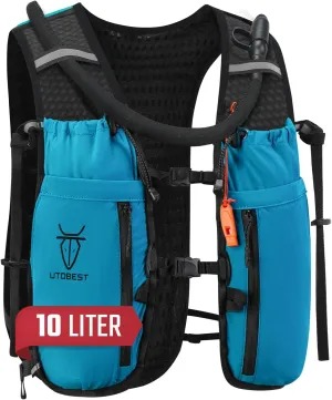 UTOBEST Upgrade Running Hydration Vest 10L, Running Backpack for Women Men Multi-Functional Storage, Adjustable Water Vest for Trail Marathon Race Jogging Cycling