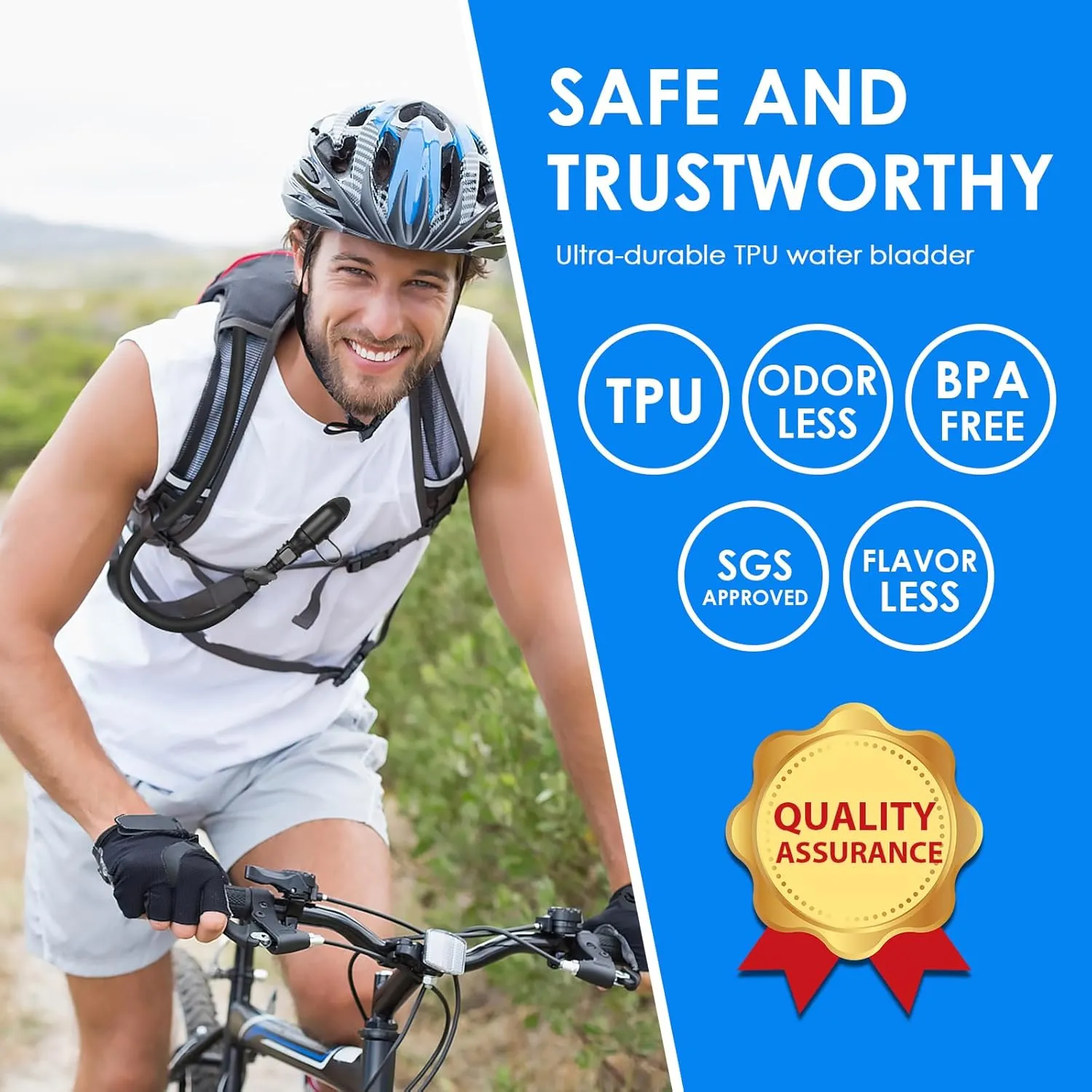UTOBEST Water Bladder,Hydration Bladder 2L 3L,TPU BPA Free Leak-Proof Water Bladder for Hiking Backpack,Water Reservoir Wide Opening for Running Hiking Cycling Camping White