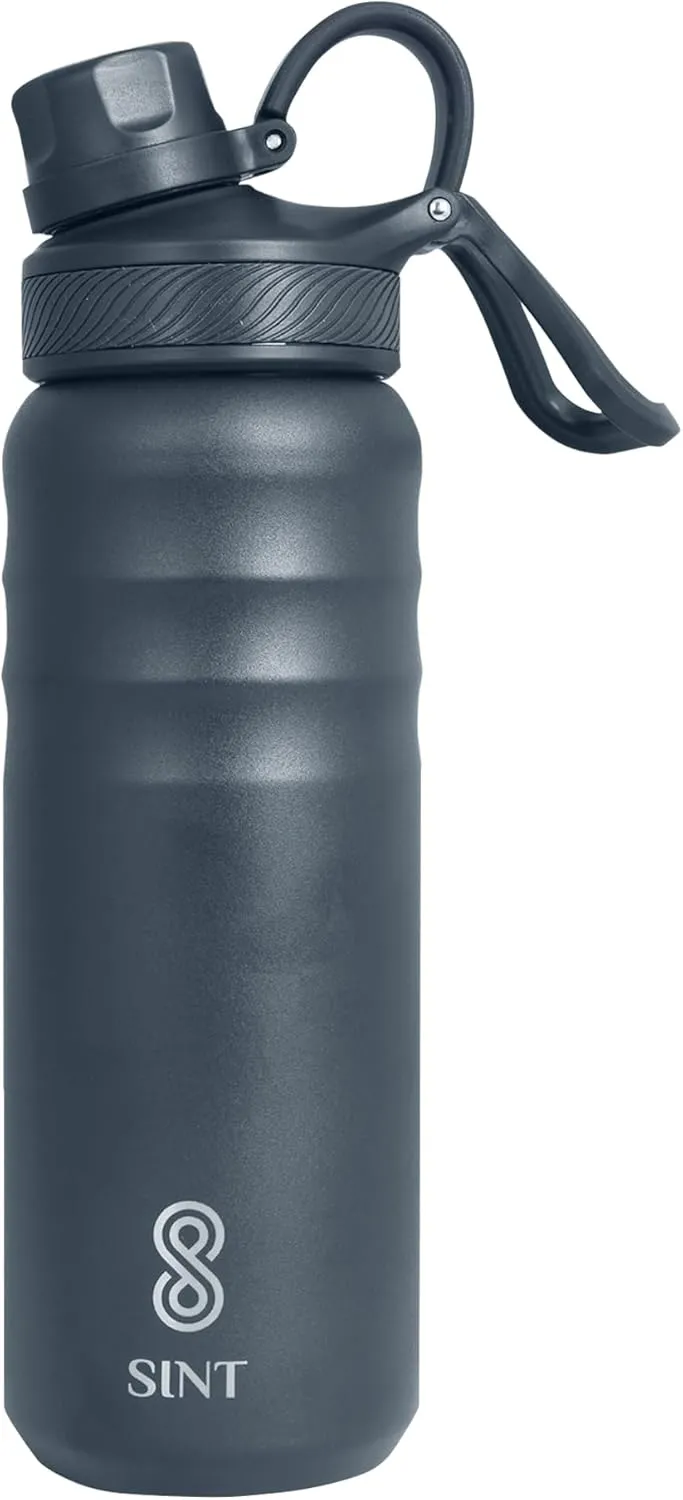 Vacuum Insulated Water Bottle 24 Oz, Leak Proof - Stainless Steel Water Bottle with Straw, Chug and Spout Lid, Double Walled & Dishwasher Safe, Pack of 1 (Dark Blue)