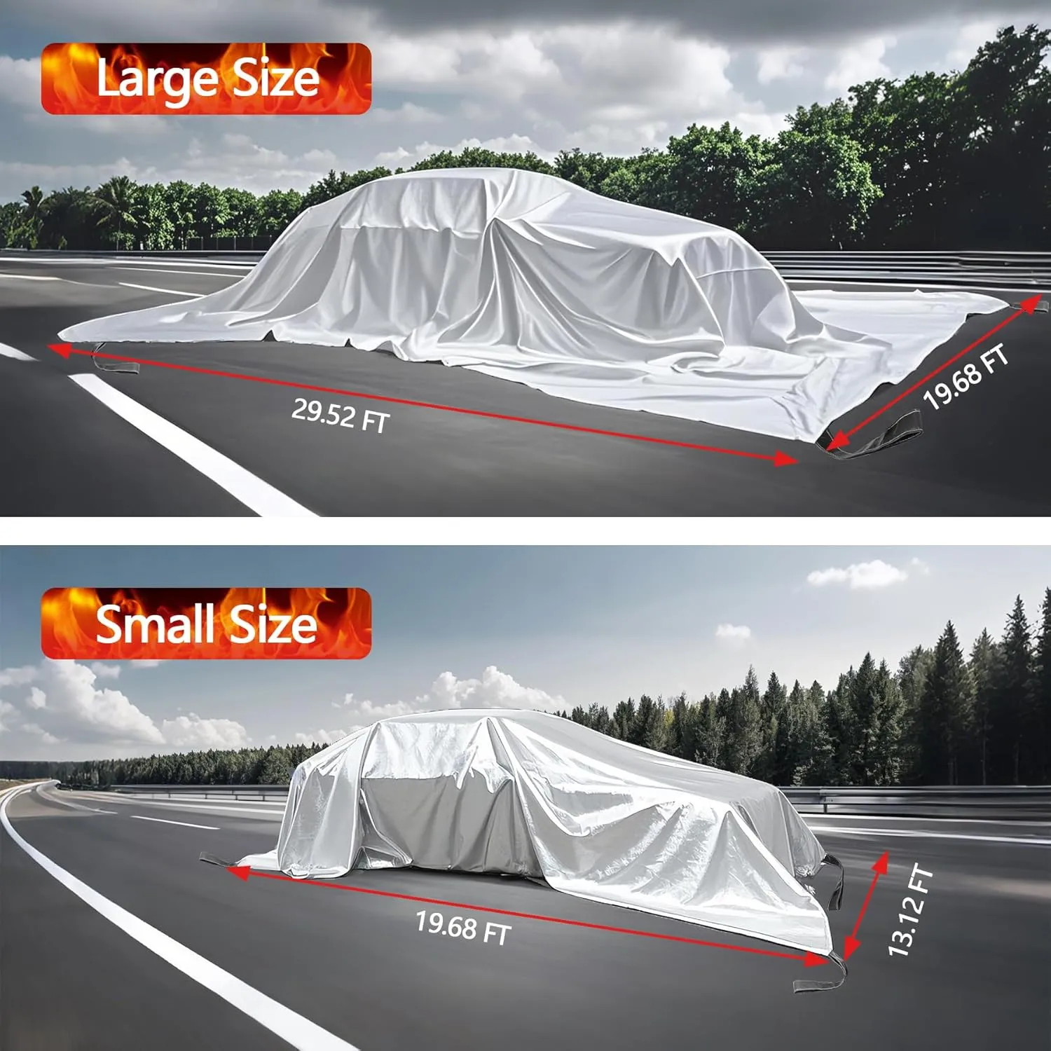 Vehicle Fire Blanket, Emergency Fire Extinguisher Blanket for Car,Survival Safety Fire Blanket for Automobiles, Motorcycles, Warehouses, House, Camping in The Wilderness (29.5x19.6ft)