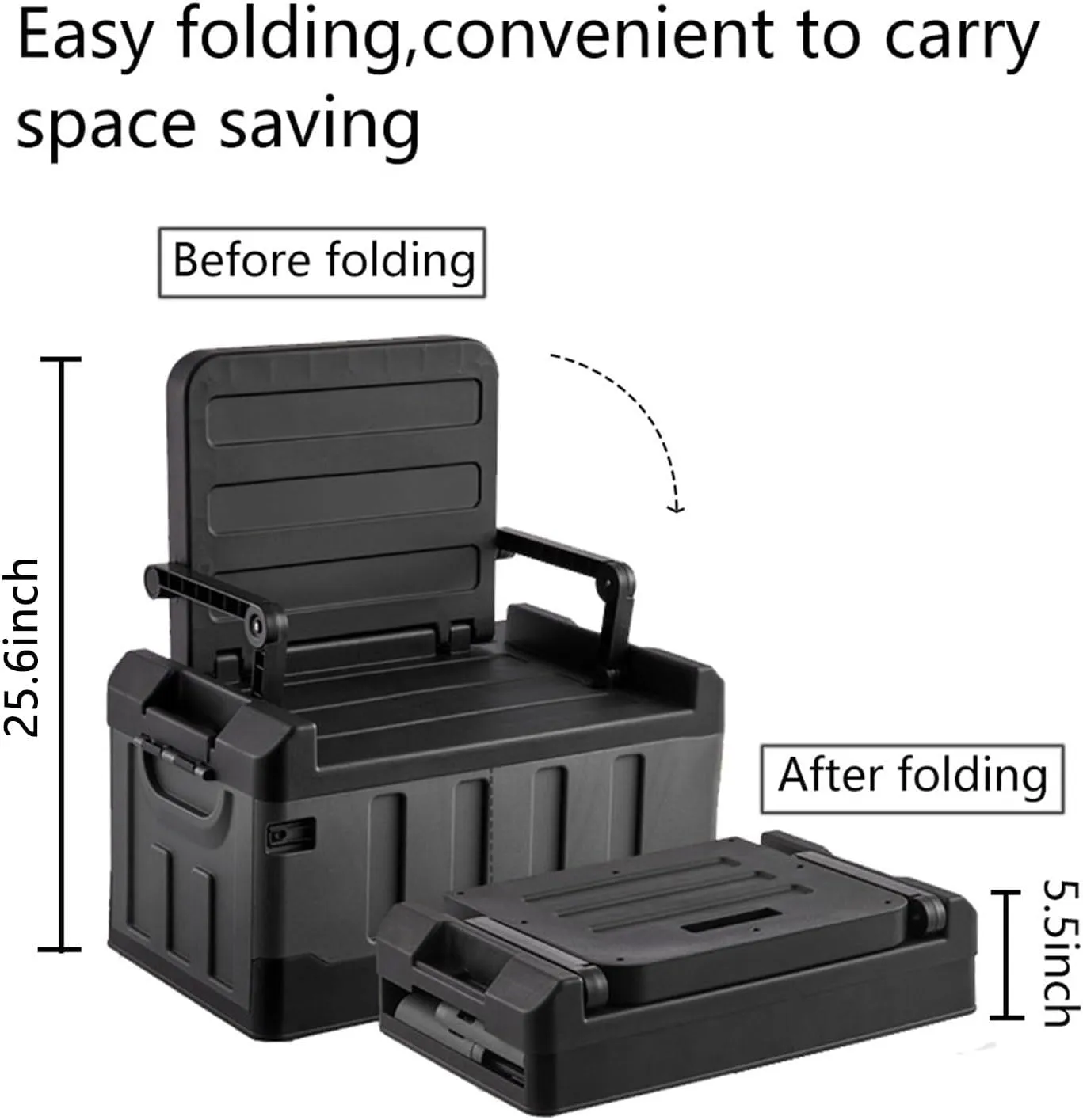 Versatile Foldable Seatable Car Organizer Box Heavy Duty Storage Bins With Lids Trunk,Durable Plastic,60L Can Store Clothes, Toys Camping Equipment in Large Capacity (blue)