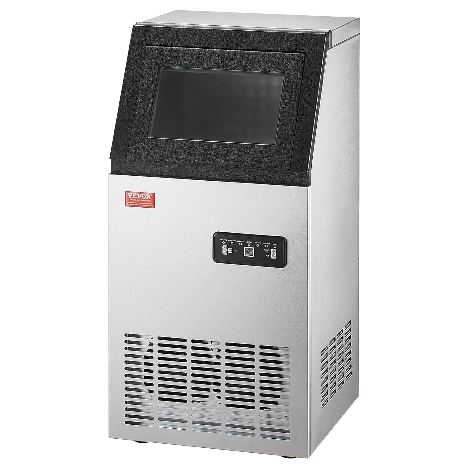 VEVOR 110lbs/24H Commercial Ice Maker, 36 Ice Cubes in 15 Minutes, Freestanding Ice Maker Machine with 28lbs Large Storage Capacity for Bar Office Restaurant, with LED Digital Display & Self-Cleaning