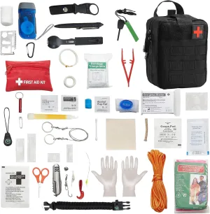 VEVOR Survival First Aid Kit, 250 Pieces, 600D Nylon Trauma First Aid Bag, Survival Gear and Equipment, Emergency Kits, for Men Women Camping, Boat, Earthquake, Hiking, Hunting, and Outdoor Adventure