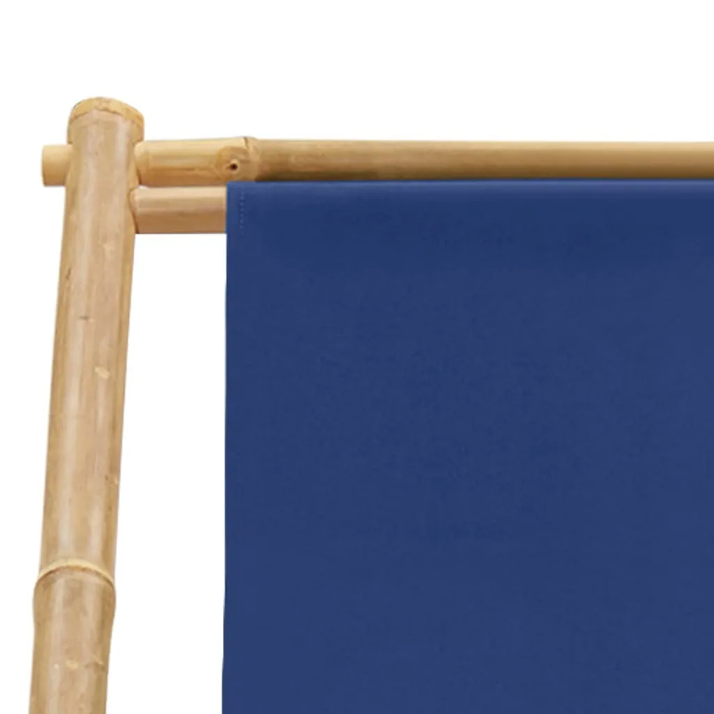 vidaXL Beach Chair Navy Blue Bamboo Compact Foldable Beach Chair