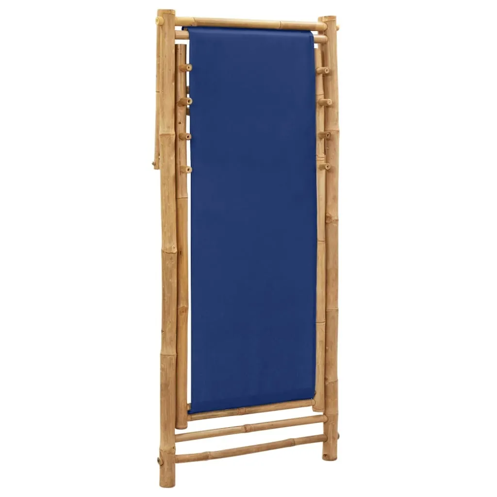 vidaXL Beach Chair Navy Blue Bamboo Compact Foldable Beach Chair
