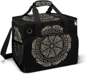 Viking Runes Dragon Boat Norse Symbol Cooler Bag, Collapsible Soft Sided Cooler, Large Leakproof Camping Cooler, Portable Travel Cooler for Camping, Road Trips