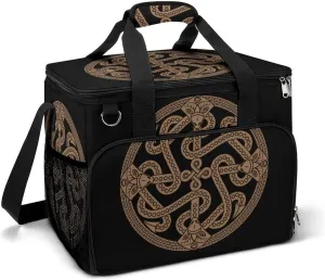 Viking Runes Dragon Boat Norse Symbol Cooler Bag, Collapsible Soft Sided Cooler, Large Leakproof Camping Cooler, Portable Travel Cooler for Camping, Road Trips
