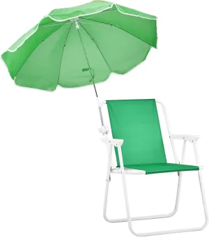 VINGLI Beach Chair with Umbrella, Beach Chair with 360°Canopy Shadefor Adults，Camping Chairs for Camping, Pool, Fishing-Green
