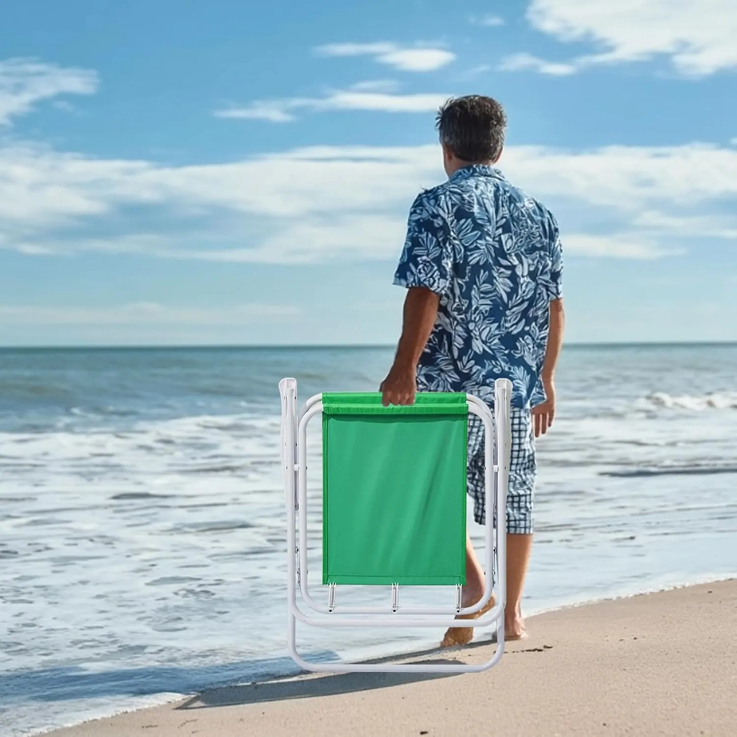 VINGLI Beach Chair with Umbrella, Beach Chair with 360°Canopy Shadefor Adults，Camping Chairs for Camping, Pool, Fishing-Green