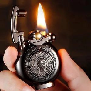 Vintage Antique Lighter, Reusable Windproof Trench Lighter, Cool Lighters, Birthday Gifts for Men Dad Husband (Black)