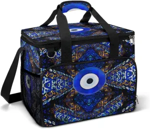 Vintage Greek Turkish Evil Eye Cooler Bag, Collapsible Soft Sided Cooler, Large Leakproof Camping Cooler, Portable Travel Cooler for Camping, Road Trips