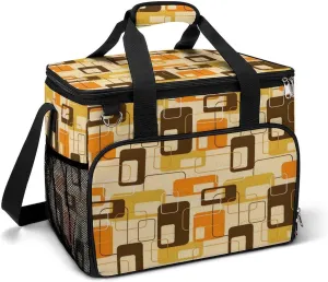 Vintage Mid Century Modern Lime Atomic Pattern Cooler Bag, Collapsible Soft Sided Cooler, Large Leakproof Camping Cooler, Portable Travel Cooler for Camping, Road Trips