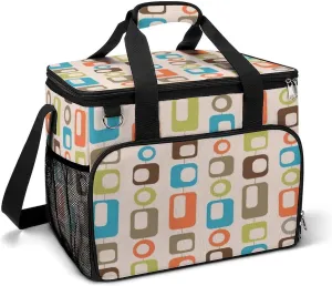 Vintage Mid Century Modern Lime Pattern Cooler Bag, Collapsible Soft Sided Cooler, Large Leakproof Camping Cooler, Portable Travel Cooler for Camping, Road Trips