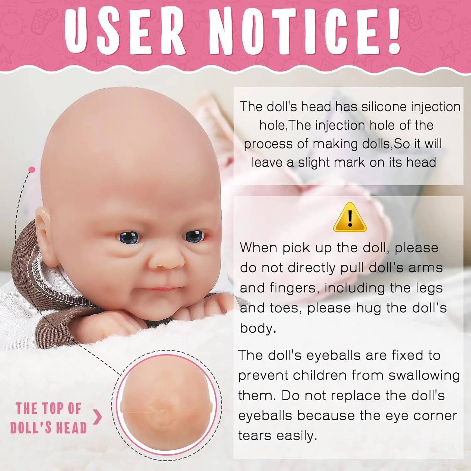 Vollence 18 inch Full Silicone Reborn Baby Doll Lifelike Babies Realistic Newborn Soft Waterproof Body Stress Relief Toys - Girl