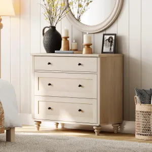WAMPAT Dresser for Bedroom with 3 Drawers, Kids Dressers with Wide Chest of Drawers, Mid Century Modern Wooden Closet Storage Organizer, Small Dressers for Nursery, Hallway, Living Room, Light Oak
