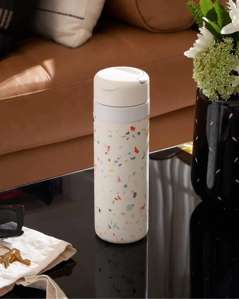 W&P Porter Drink Through Lid for Insulated Water Bottles, Leak-Proof, Carrying Handle, BPA Free, Cream