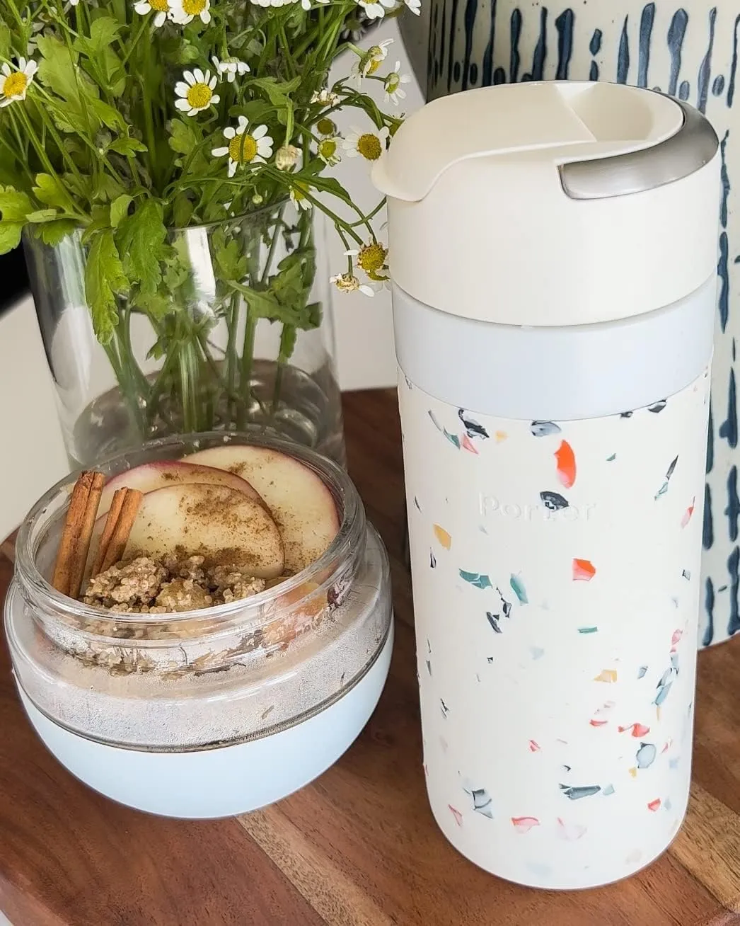 W&P Porter Drink Through Lid for Insulated Water Bottles, Leak-Proof, Carrying Handle, BPA Free, Cream