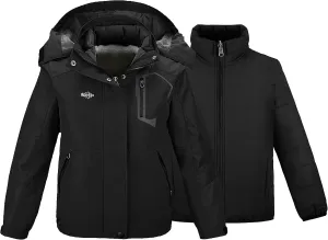 wantdo Girl's Ski Jacket Warm 3 in 1 Winter Coat Fleece Lined Snow Coat