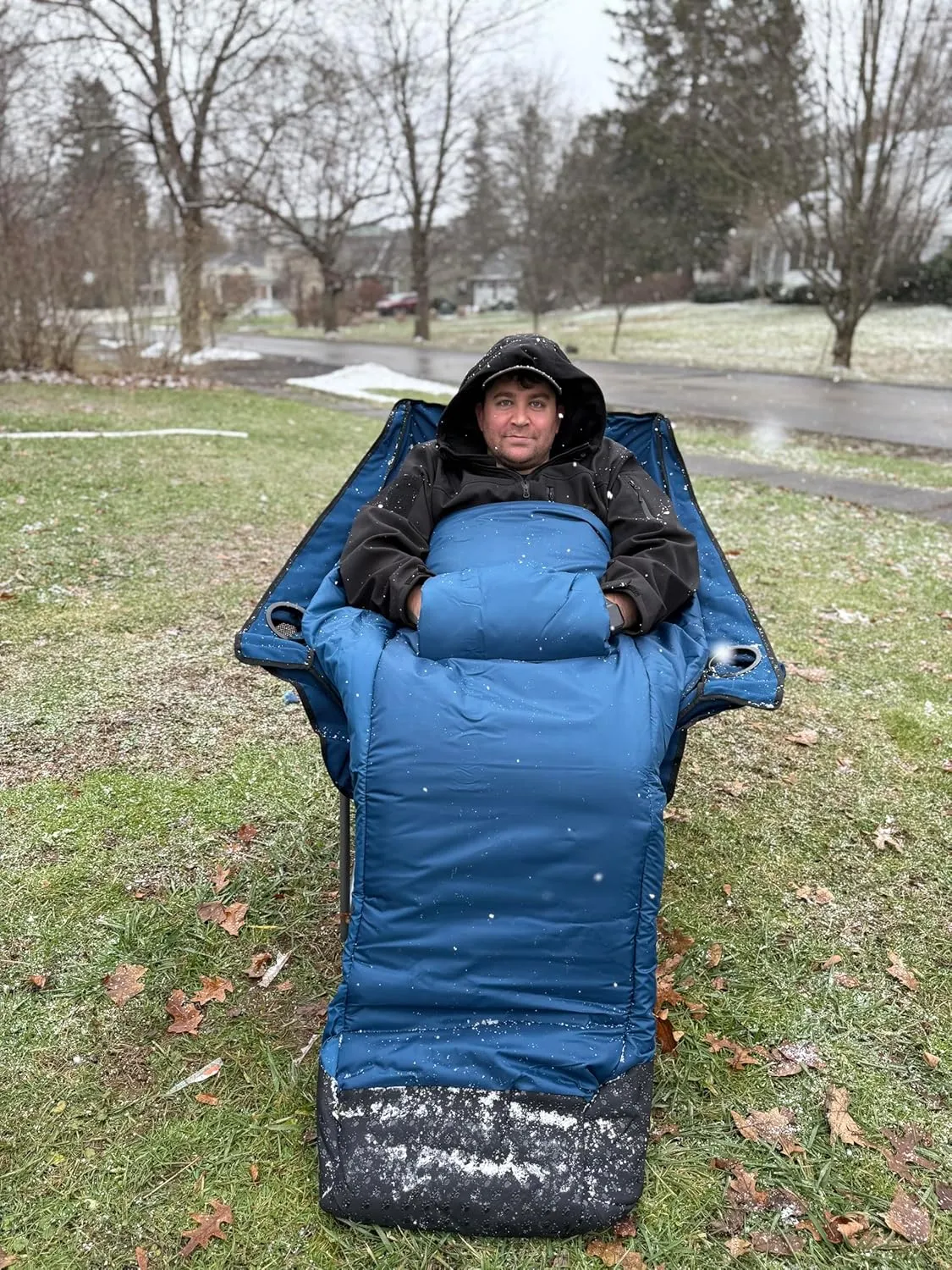 Warm-U-FEET Oversized Fully Padded Camping Chair with Foot Pocket, Insert Hand Warmer for A DIY Heated Chair, Heavy Duty Comfort Sports Chair, for Adults, Winter, Ice Fishing, Hunting, RV, 400 LBS