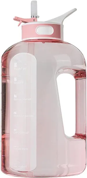 Water Bottle 84.5oz/ Large Capacity BPA Free Water Jug with Handle Reusable Gym and Outdoor Sports Inspirational Water Bottle Water Jug (Color : Black, Size : 2500ml/84.5oz), Pink