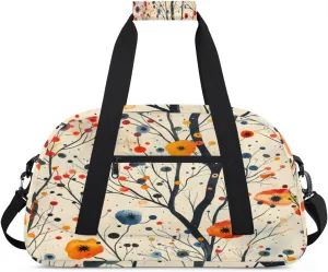 Watercolor Flower Gym Duffel Bag for Men Women Colorful Floral Sports Tote Bag with Adjustable Shoulder Strap for Dance Gymnastics Traveling Outdoor Camping Overnight Stay