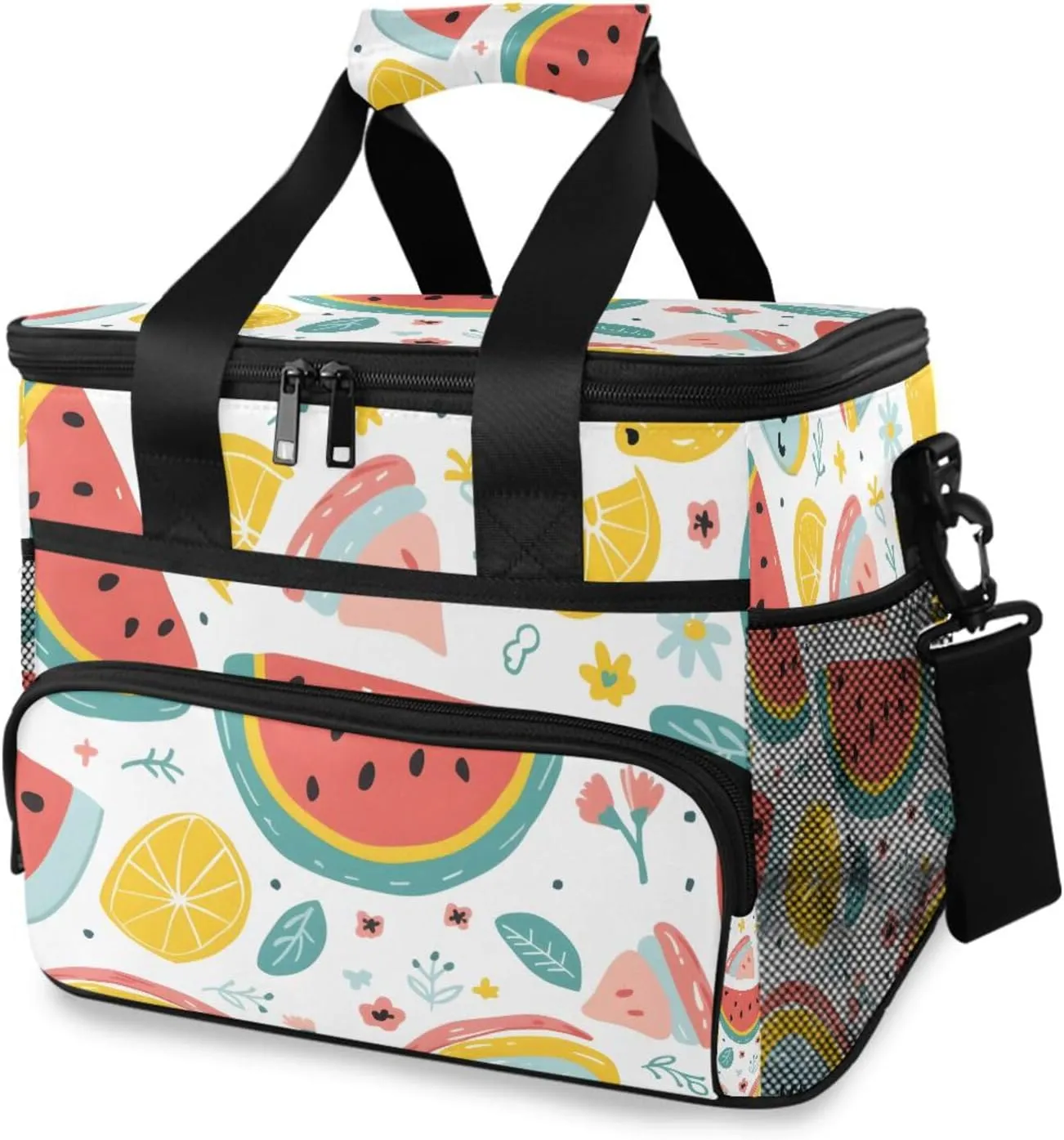Watermelon Fruit Tropical Cooler Bag Insulated Cooler Soft Sided Cooler 24 Can Portable Picnic Bag Large Leakproof Lunch Bag Box for Beach Grocery Camping Travel Car Men Women