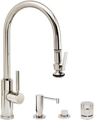 Waterstone 9860-4-SG Modern PLP Pulldown Angled Spout Faucet 4pc Suite Satin Gold