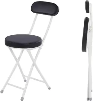 WCH Foldable Chairs - 2 Pieces, Portable Dining Chair, Foldable Stool with PU Leather Backrest for Outdoor Camping Kitchen (Color:Black)