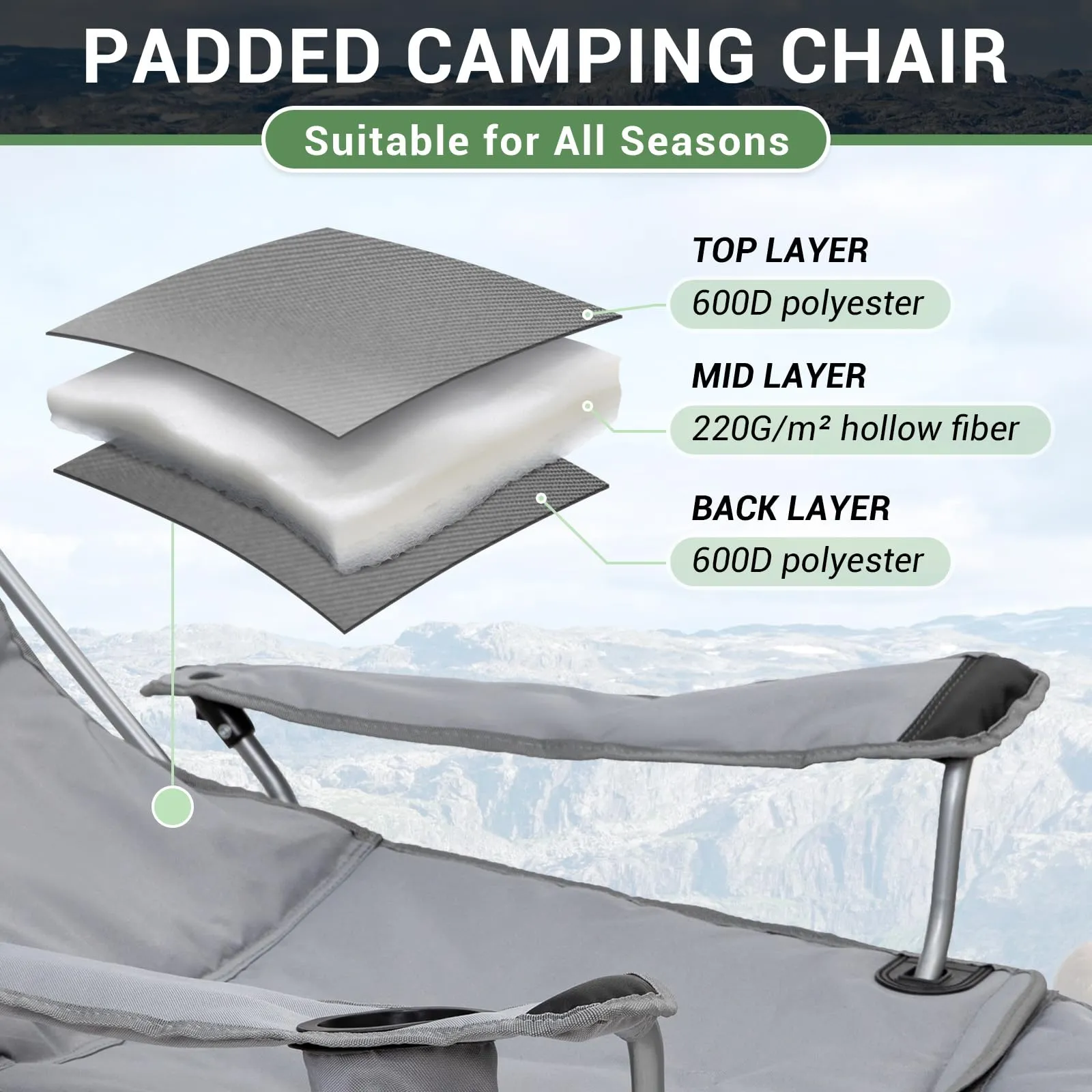 WEJOY Lightweight Foldable Stretch Lounge Chair