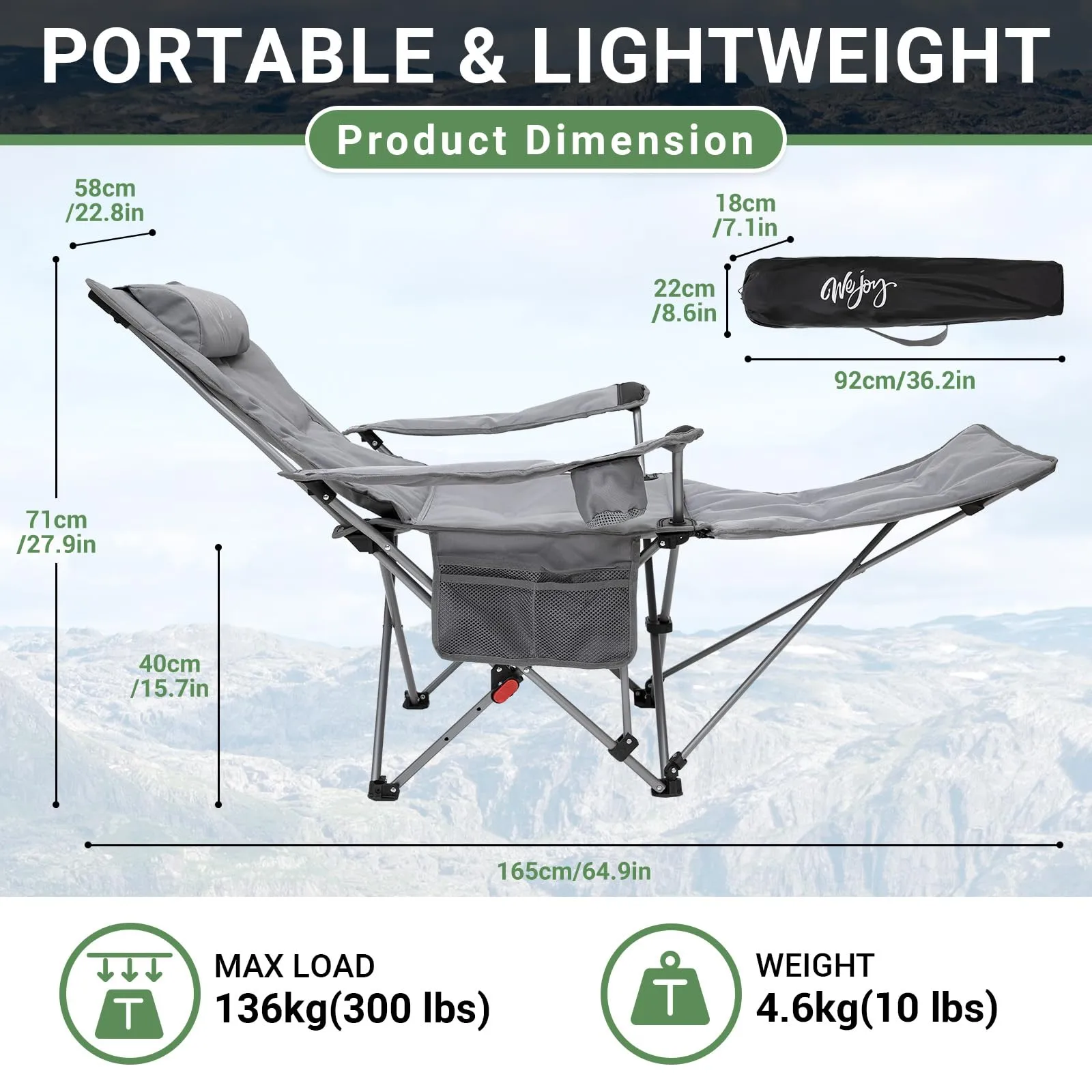 WEJOY Lightweight Foldable Stretch Lounge Chair