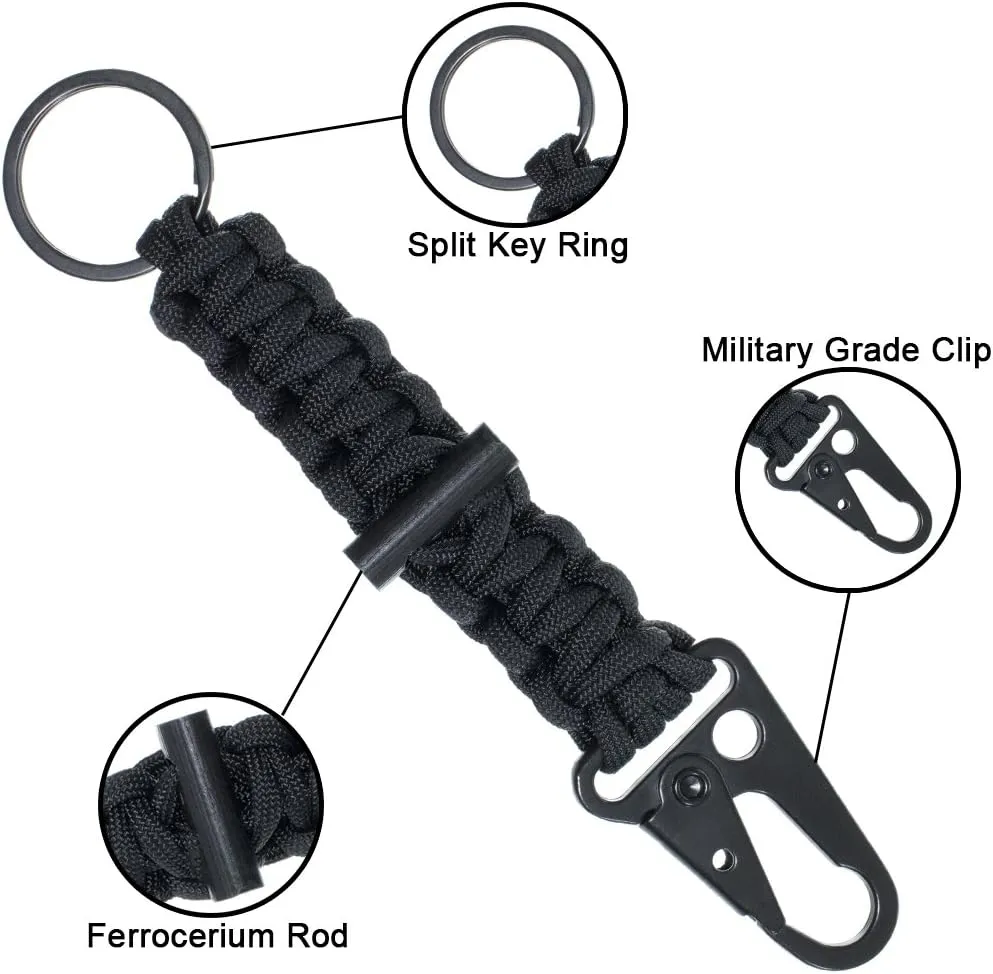 West Coast Paracord - Survival EDC Keychain - Survival Keychain with Carabiner and Fire Starter for Outdoors