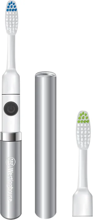 Westinghouse Electric Toothbrush with 2 Brush Heads Sonic Toothbrush Battery Powered, Deep Clean, Stain & Plaque Removal Electric Toothbrush for Adults and Kids, Silver, 1.0 Count, 1Pack