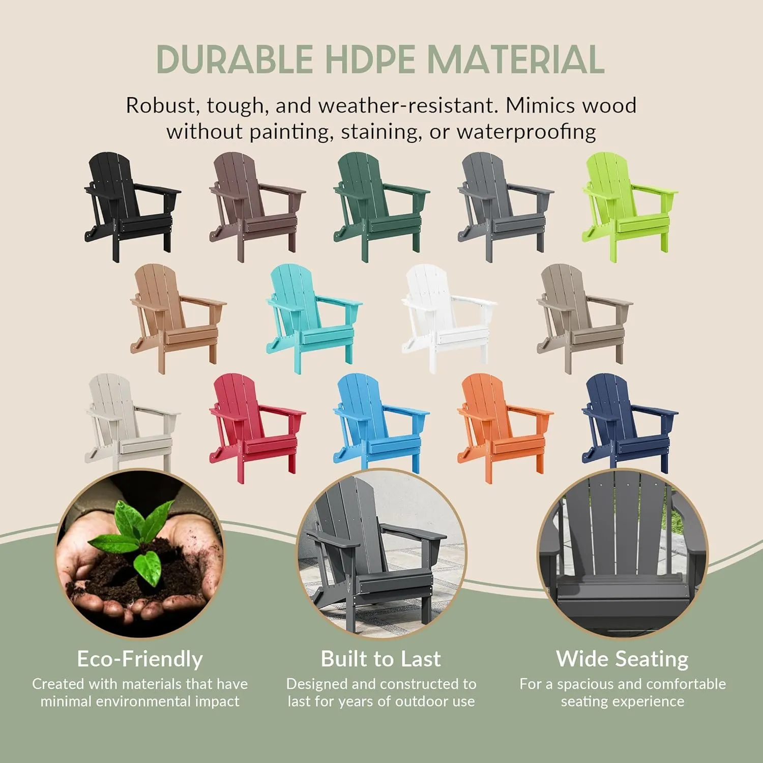 WestinTrends Malibu HDPE Outdoor Patio Folding Poly Adirondack Chair, Gray