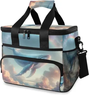 Whale Sky Rainbow Cooler Bag Insulated Cooler Soft Sided Cooler 24 Can Portable Picnic Bag Large Leakproof Lunch Bag Box for Beach Grocery Camping Travel Car Men Women