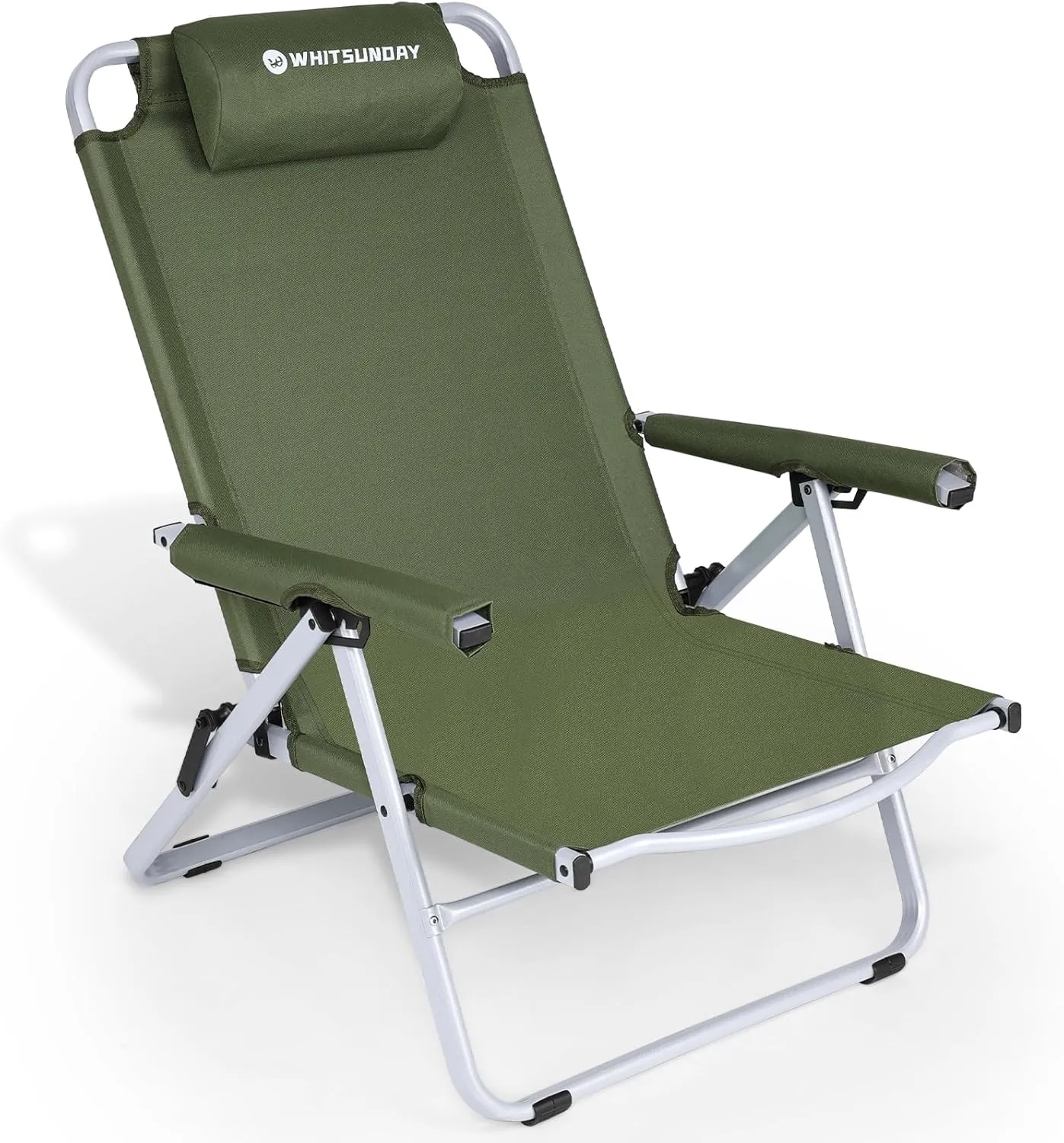 Whitsunday 4-Level Adjustment Chair Portable Camping Chair Backpacking Chair for Hiking Mountaineering Beach for Hiking Mountaineering Beach-Green