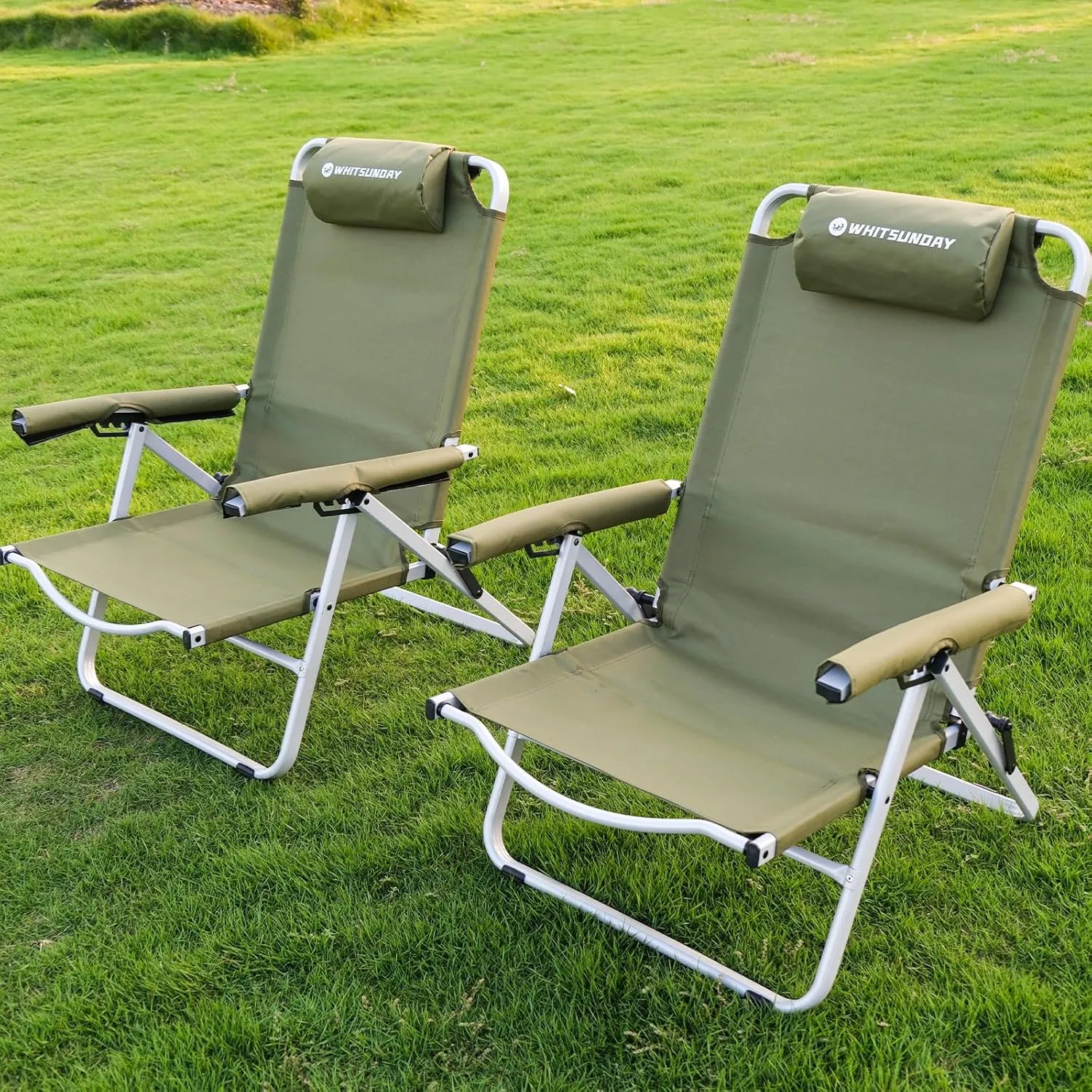 Whitsunday 4-Level Adjustment Chair Portable Camping Chair Backpacking Chair for Hiking Mountaineering Beach for Hiking Mountaineering Beach-Green
