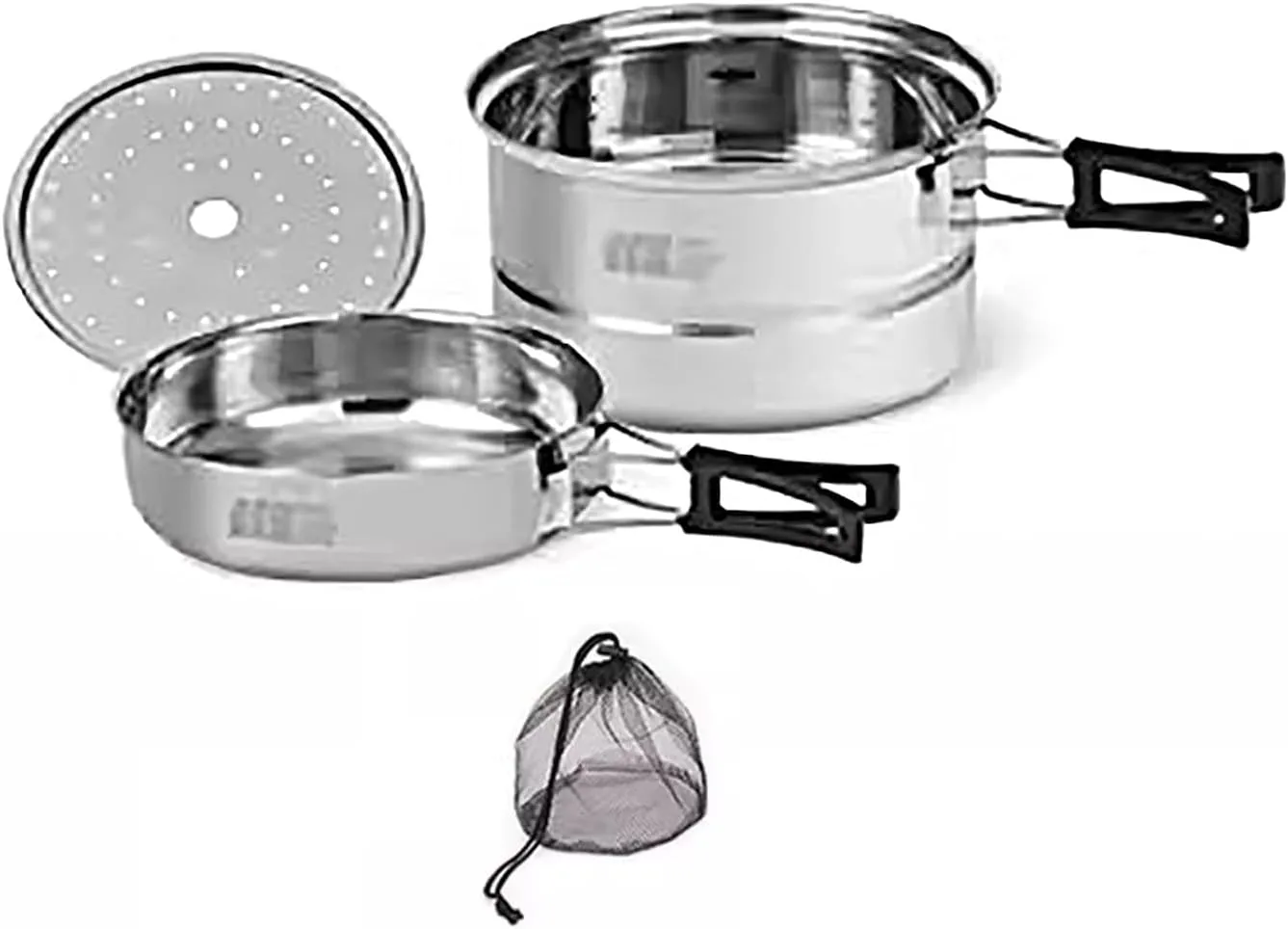WHYATT Camping Cookware Set, Camping Cook Pot, Stainless Steel, Perfect for Camping, Hunting, and Backpacking, Includes Pot and Skillet