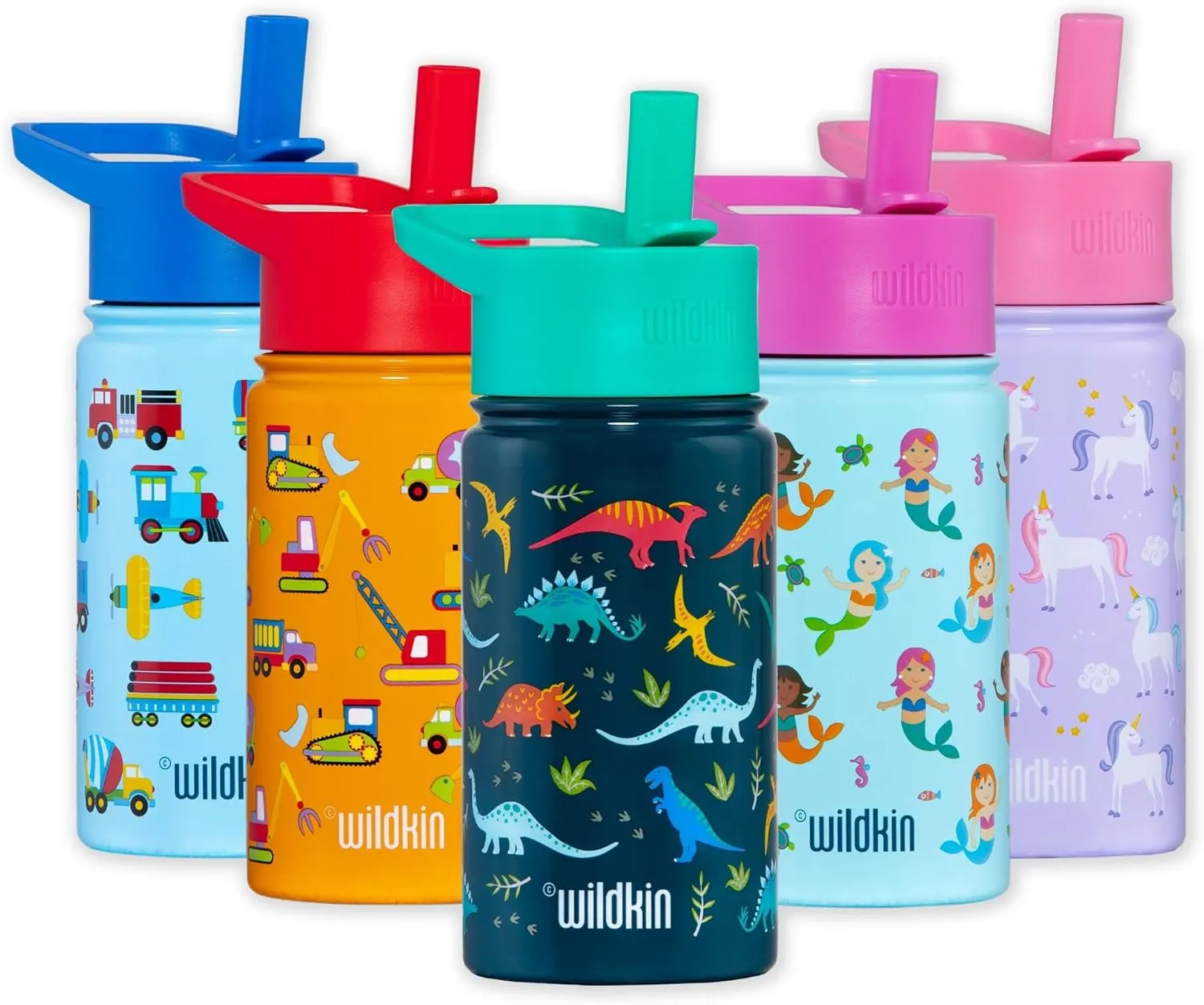 Wildkin Kids 14oz Stainless Steel Water Bottle – BPA-Free, Leakproof, Insulated, Easy-Clean - Jurassic Dinosaurs