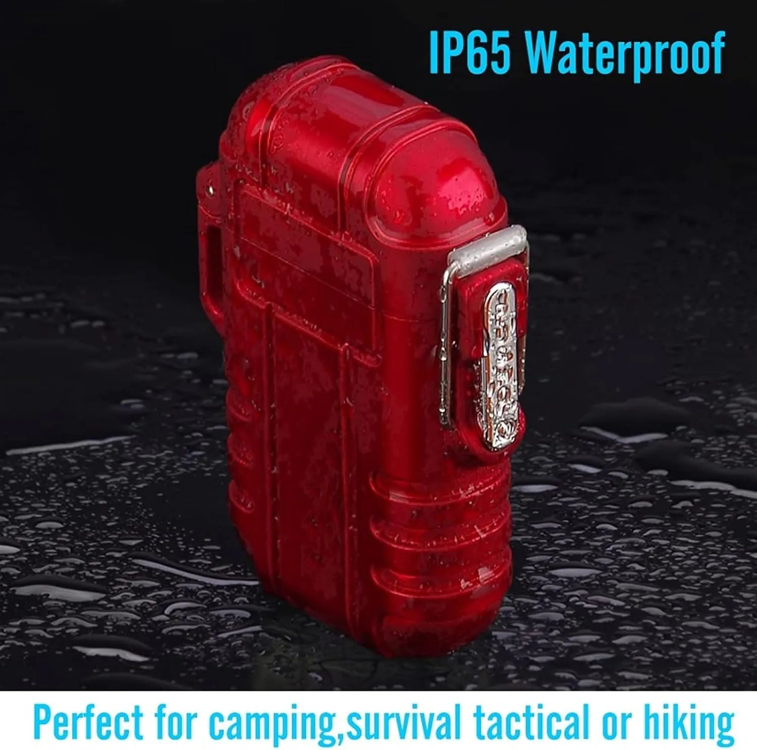 Windproof and Waterproof Lighter Outdoor Portable Lighter, Butane blowtorch Lighter, Butane Lighter with Safety Lock, Windproof Jet Flame Lighter with Gift Box, (Butane not Included)(Red)