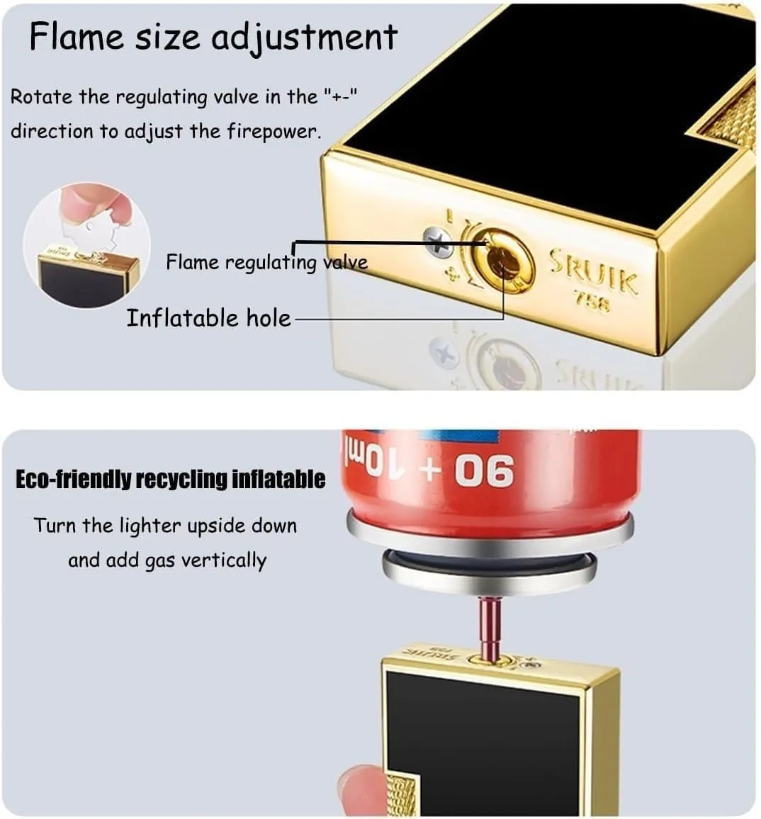 Windproof Dual Flame Lighter, Jet Flame and Soft Flame,Butane Torch Lighter,Ding Sound When Opening Lid，Refillable Adjustable Grinding Wheel Side Slip Lighter Metal Portable Lighter，gifts for Men(Silv