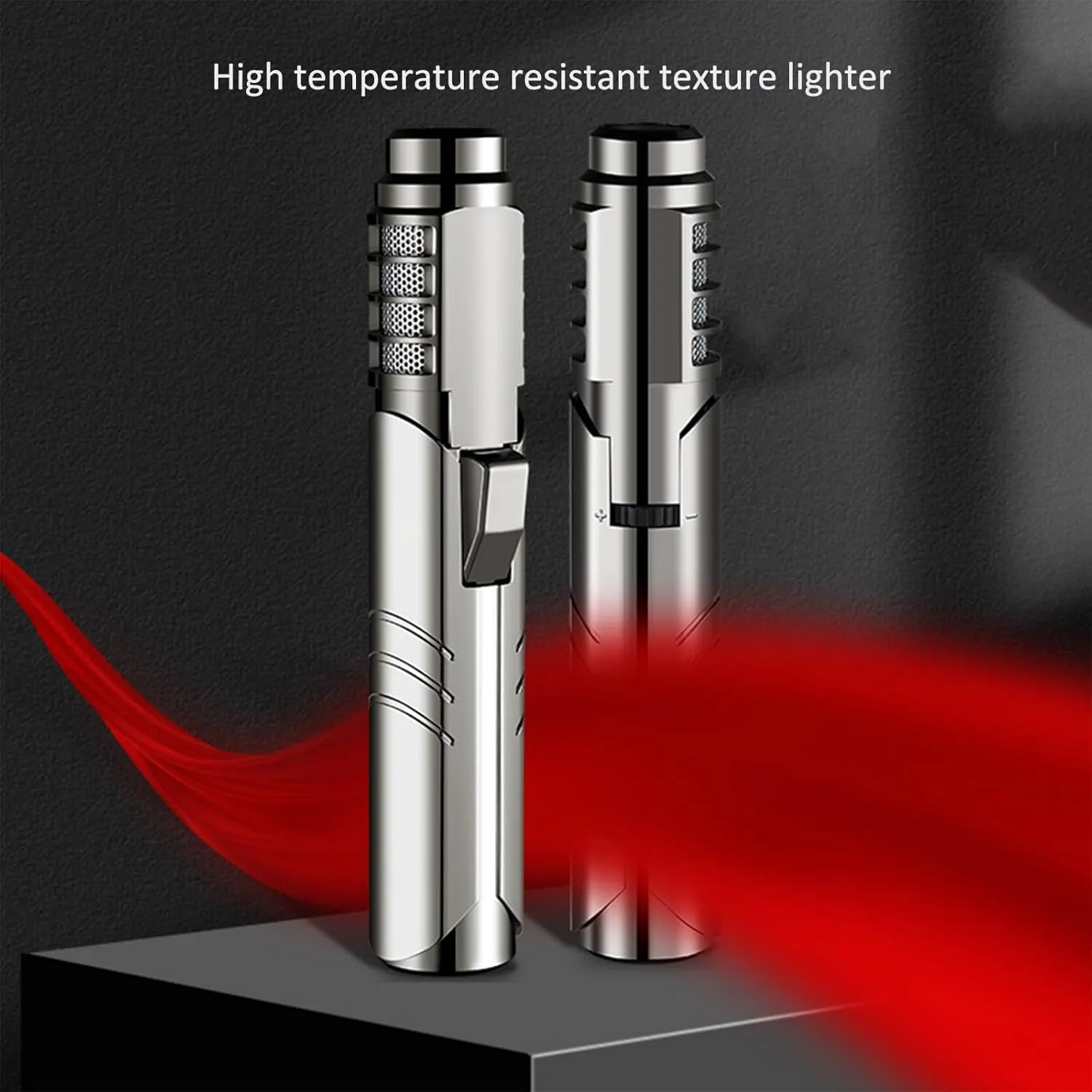 Windproof Jet Flame Lighter, Portable Lighter, Metal Butane Torch Lighter, Rechargeable Butane Gas Lighter(Red)