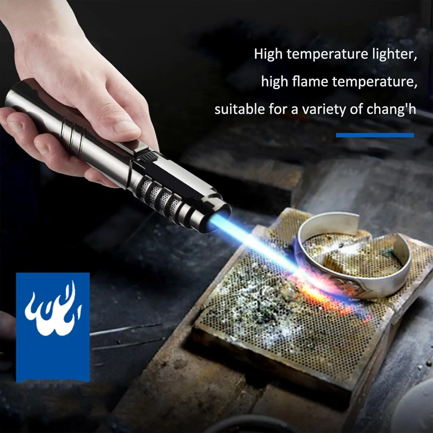 Windproof Jet Flame Lighter, Portable Lighter, Metal Butane Torch Lighter, Rechargeable Butane Gas Lighter(Red)