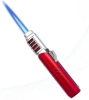 Windproof Jet Flame Lighter, Portable Lighter, Metal Butane Torch Lighter, Rechargeable Butane Gas Lighter(Red)
