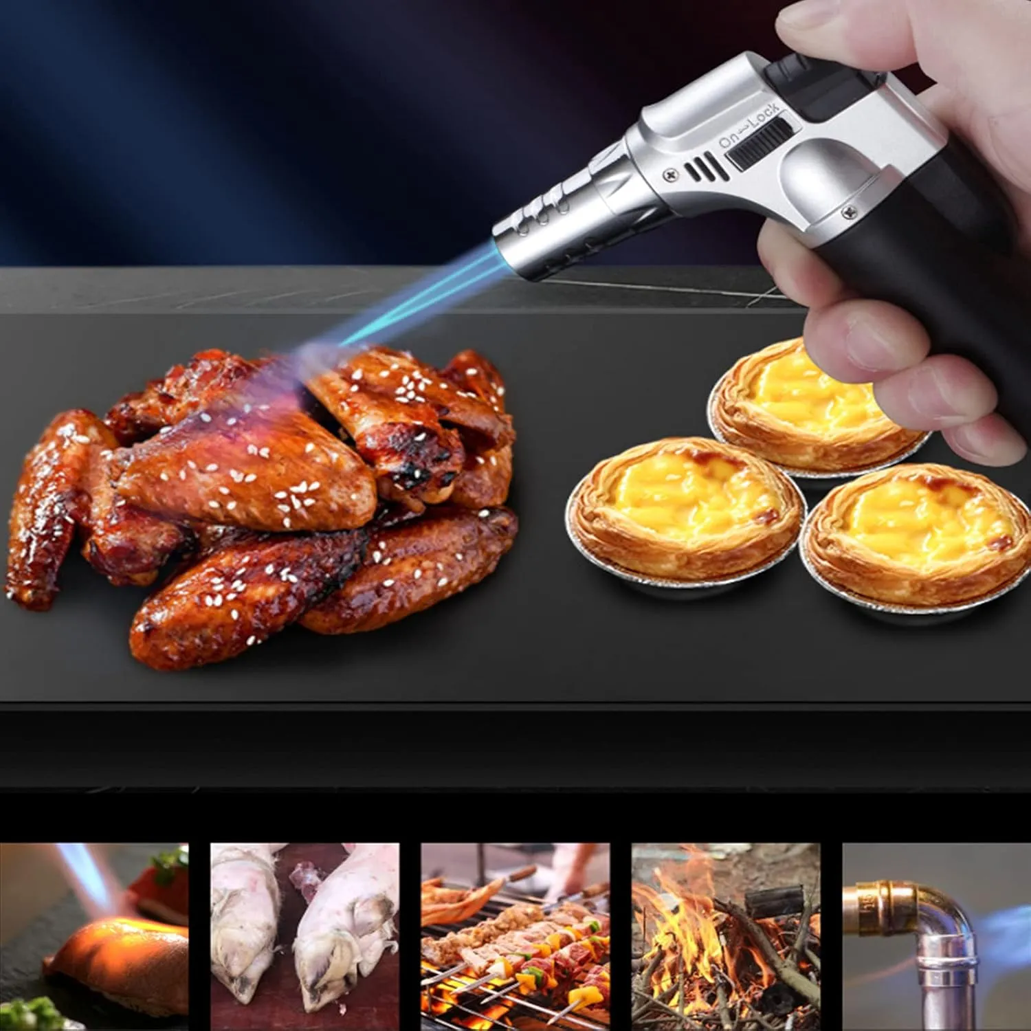 Windproof Lighters Grill Lighters Adjustable Lighters Cigarros Refillable Easy to Use Lighter Portable Lighter Camping BBQ Kitchen